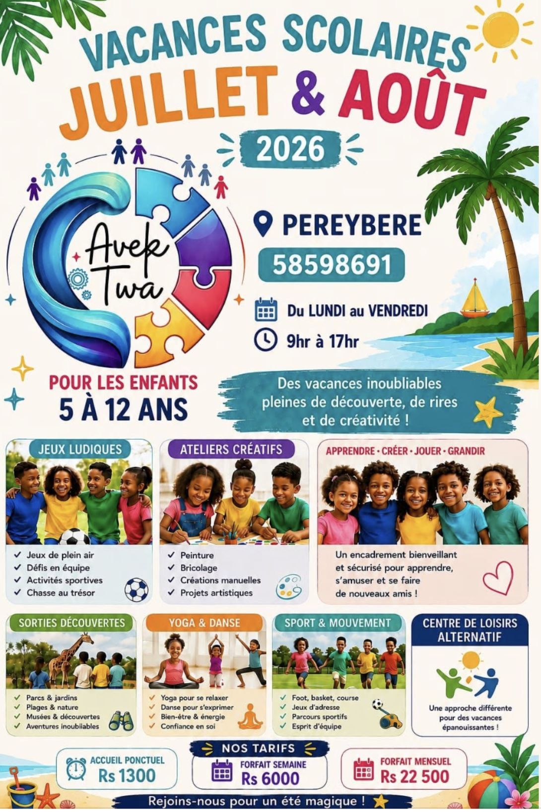 Avek Twa – Vacances Scolaires Juillet & Août 2026 - Photo 1