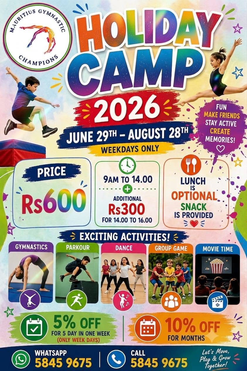 Mauritius Gymnastic Champions Holiday Camp – June–August 2026 - Photo 1