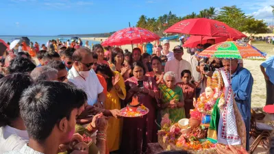 Ganesh Chaturthi at Flic en Flac Beach, Mauritius